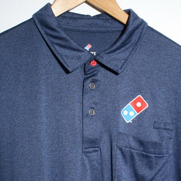 Dominos Pizza Employee Polo Mens Large Blue Gray Delivery Uniform Top - Picture 3 of 7